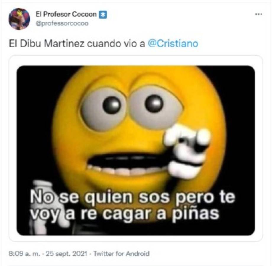 ¡Para morir de risa! Dibu Martínez desafió a Cristiano Ronaldo en la Premier y los memes estallan las redes sociales