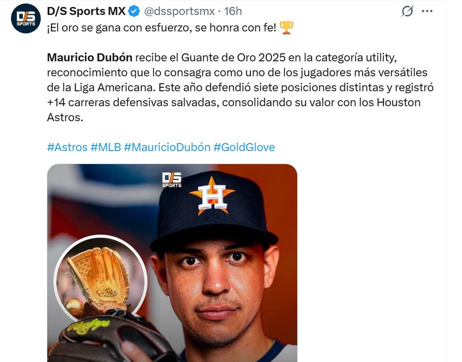 Tiene una habilidad excepcional y historia para Centroamérica, periodistas y aficionados exaltan a Mauricio Dubón por su Guante de Oro 2025