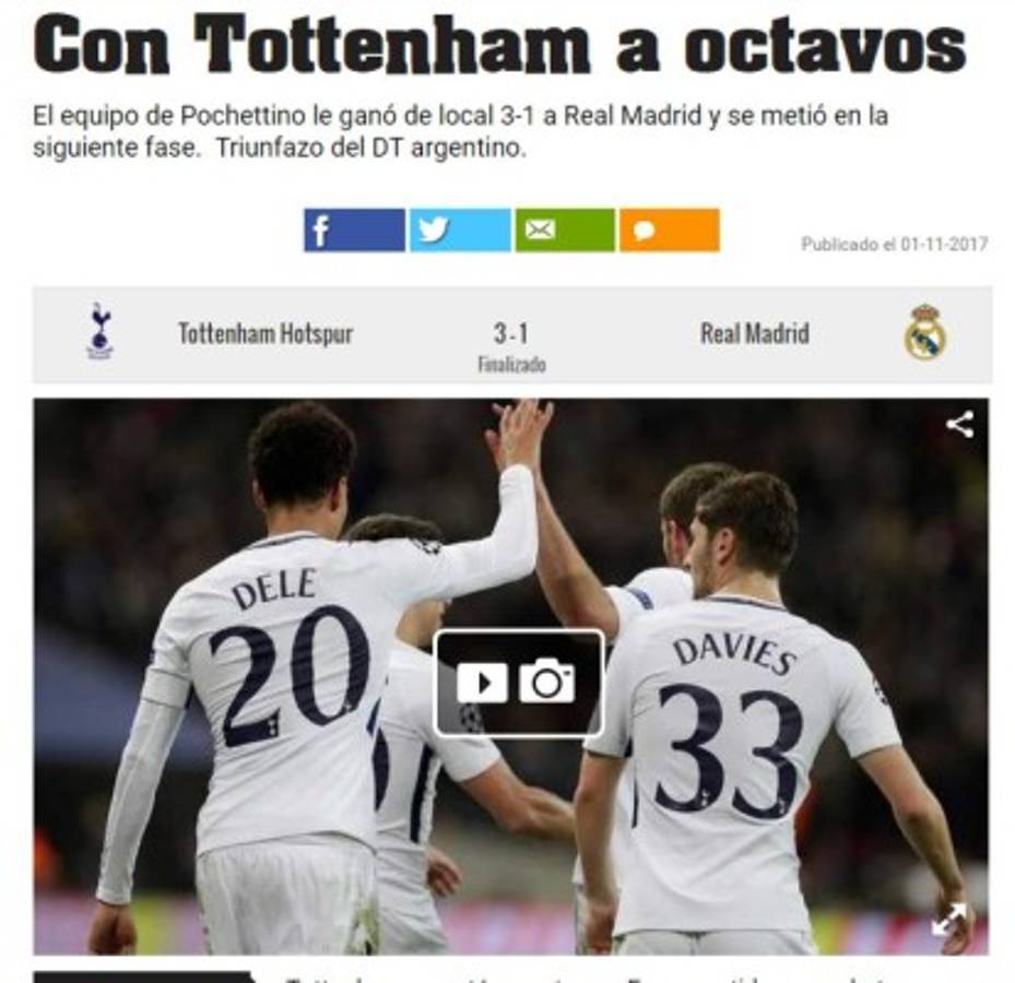 ¡CRISIS! Así reacciona la prensa mundial tras la dura derrota del Real Madrid ante el Tottenham