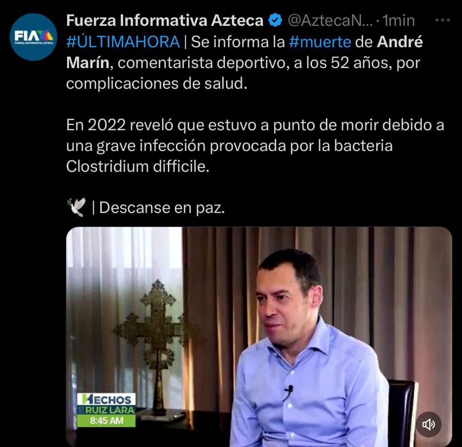 “Querido amigo...”: el último post de André Marín, mensaje de Faitelson y la despedida de los equipos mexicanos