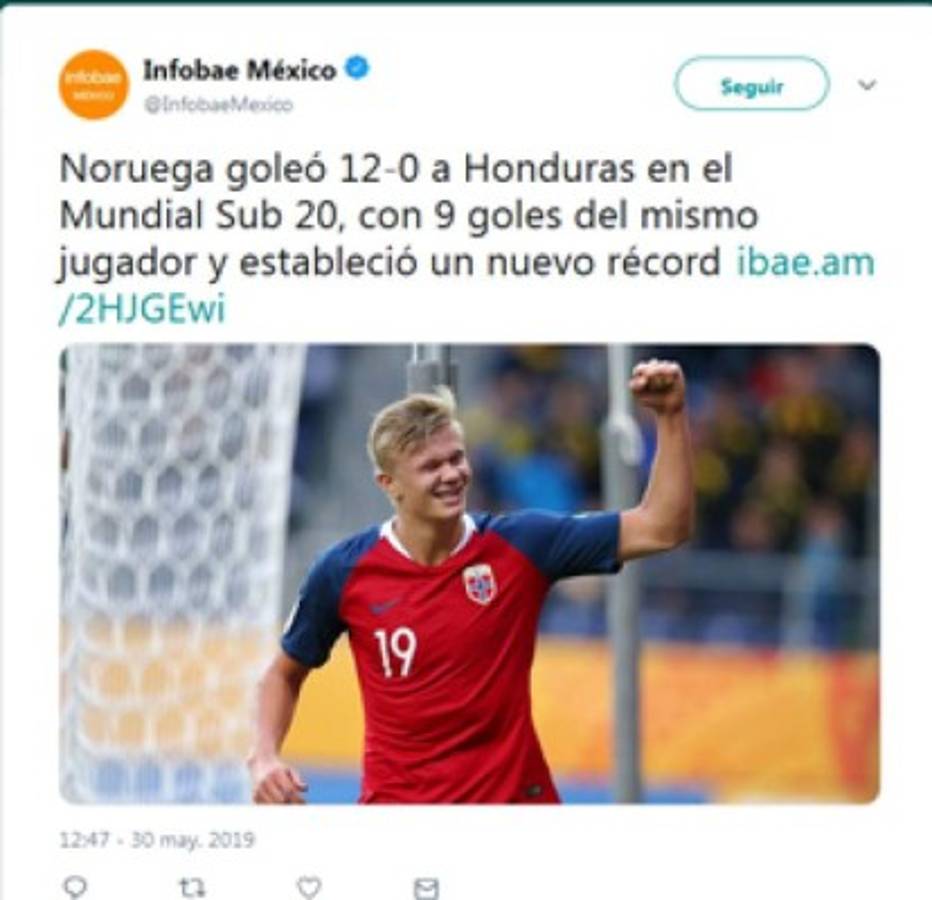 ¡Bochorno mundial! La prensa internacional habla del 12-0 de Noruega a Honduras