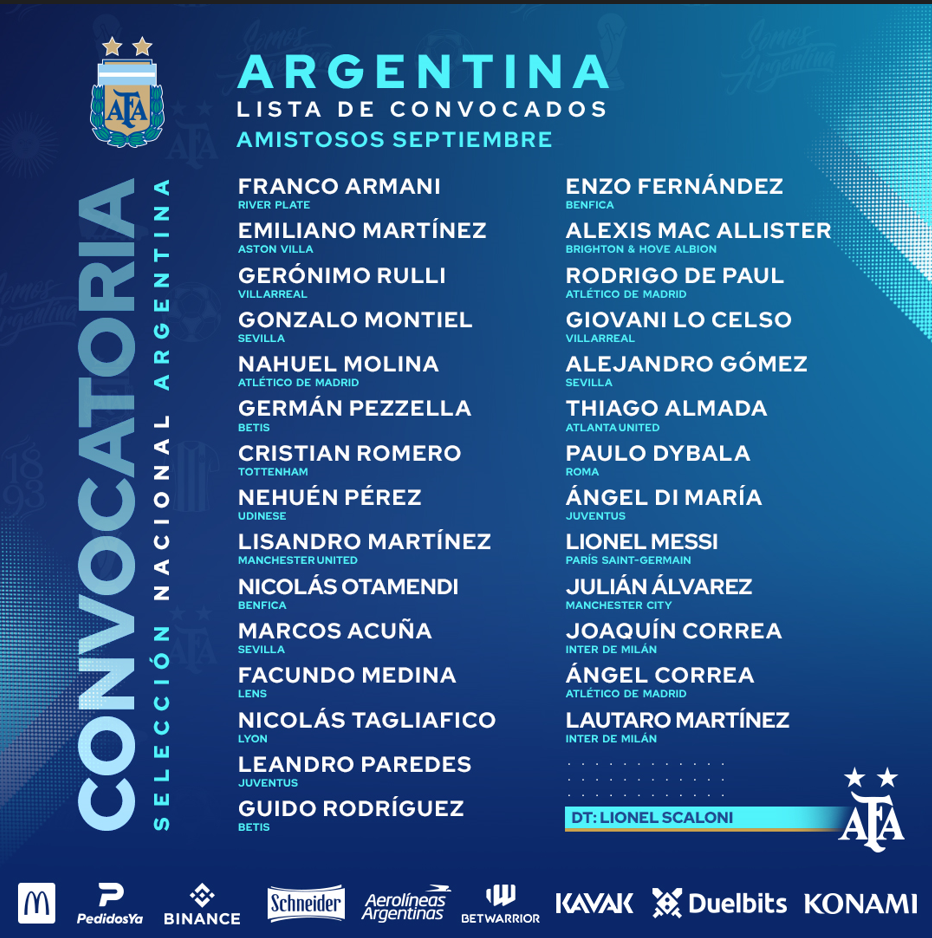 OFICIAL: Con Messi, la Selección de Argentina anuncia su convocatoria de 28 jugadores para el amistoso ante Honduras