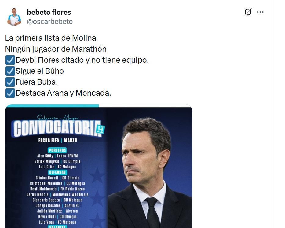 Molina ha vetado a Marathón, la nueva Honduras y el riflazo de Otero: Las reacciones tras la convocatoria ante Perú