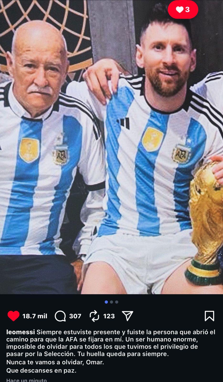 Messi llora su partida: la carta de Leo tras fallecimiento de un miembro de la selección de Argentina: Fuiste la persona...