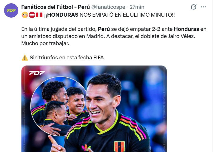 Se ríen de nosotros y Me gustó la presentación de Francisco Molina: Opiniones en redes tras empate de Honduras y Perú