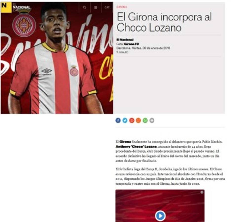 La reacción de los medios tras el fichaje del Choco Lozano por Girona