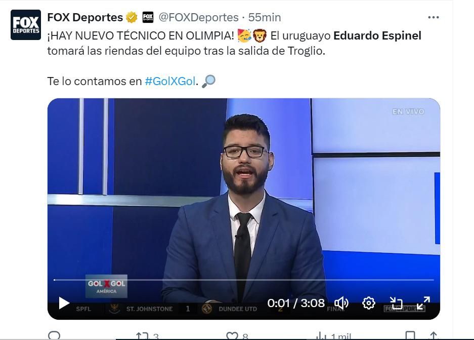 “Tiembla Motagua, Troglio le dejó la vara alta y no es perfil bomba”: prensa hondureña e internacional sobre el nombramiento de Eduardo Espinel como DT de Olimpia
