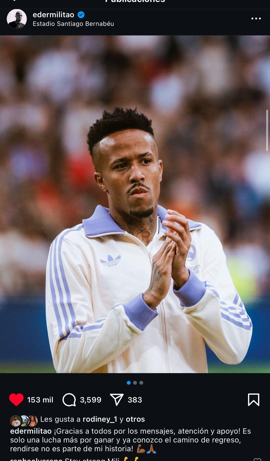 Militao se desahoga en redes y el mensaje de Ramos y Marcelo: el brasileño es arropado por todo el Real Madrid tras su lesión