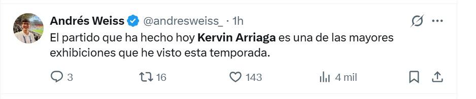 Es dueño del Levante y es una bestia: aficionados explotan tras el gol de Kervin Arriaga en España
