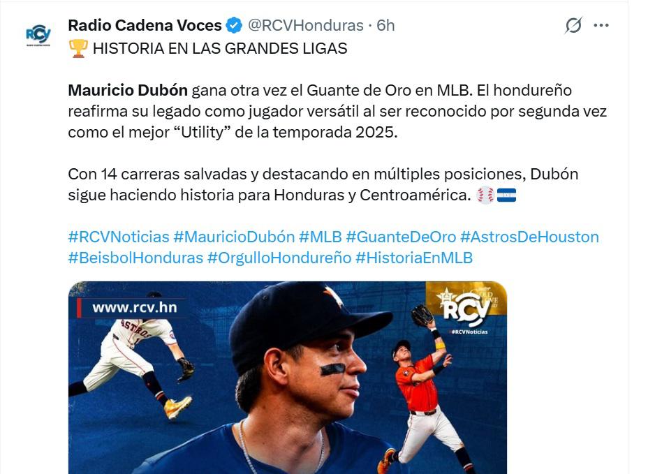 Tiene una habilidad excepcional y historia para Centroamérica, periodistas y aficionados exaltan a Mauricio Dubón por su Guante de Oro 2025