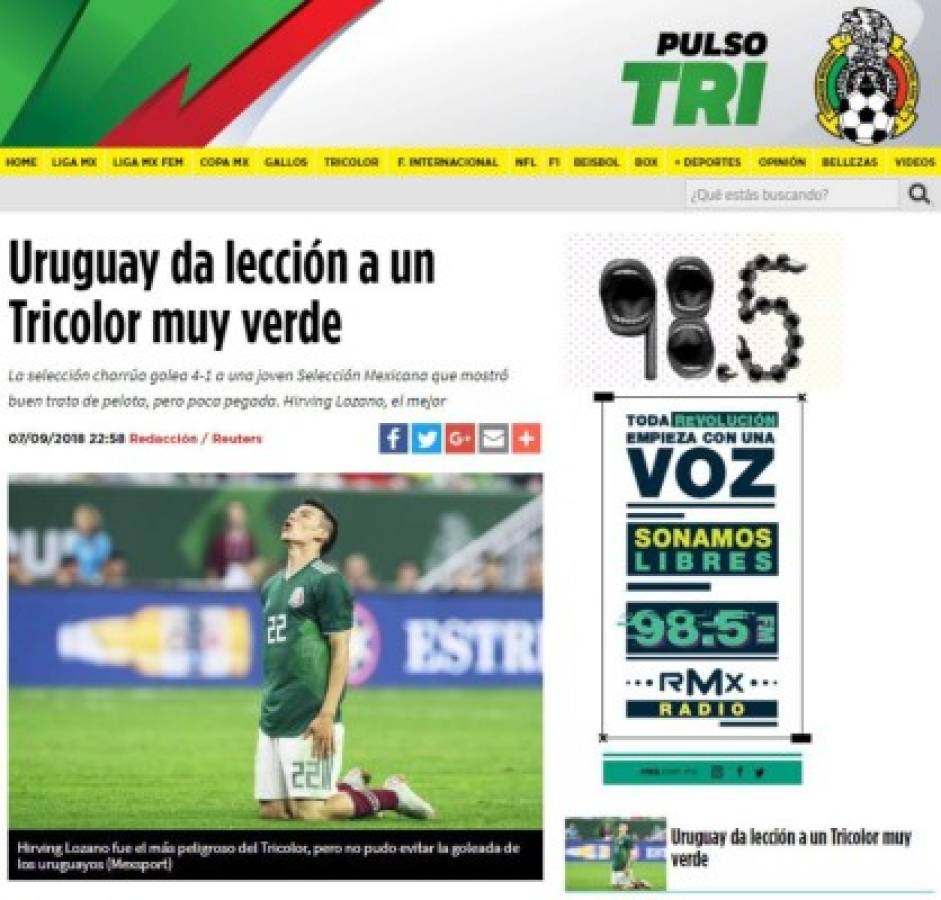 Medios mexicanos no perdonan a su selección tras ser goleada por Uruguay