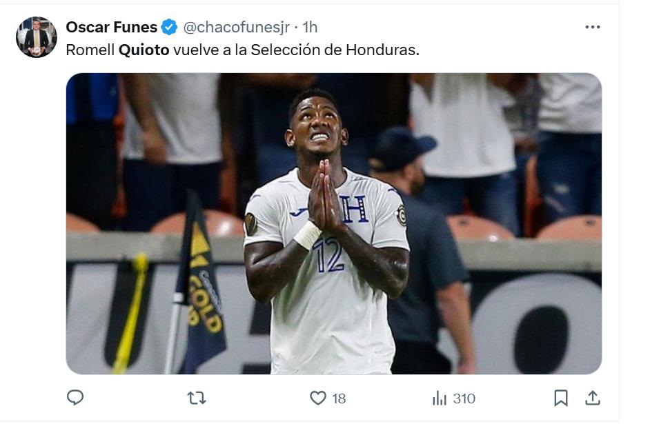 Quioto regresa a la Selección y causa euforia en la prensa de Honduras: “él debe responder en la cancha”