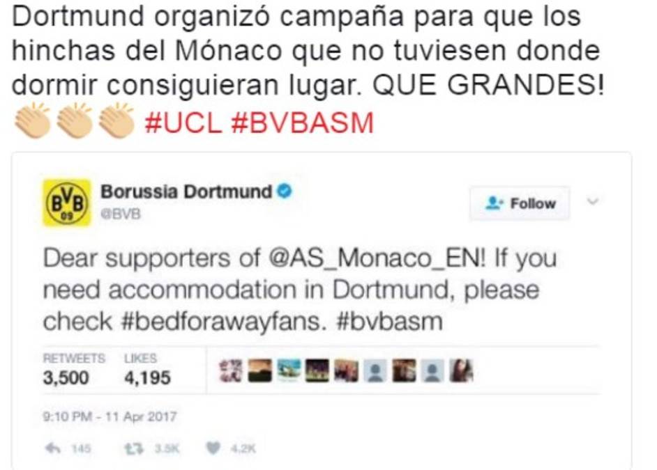 ''Una cama para los del Mónaco'', el gestazo del Borussia Dortmund