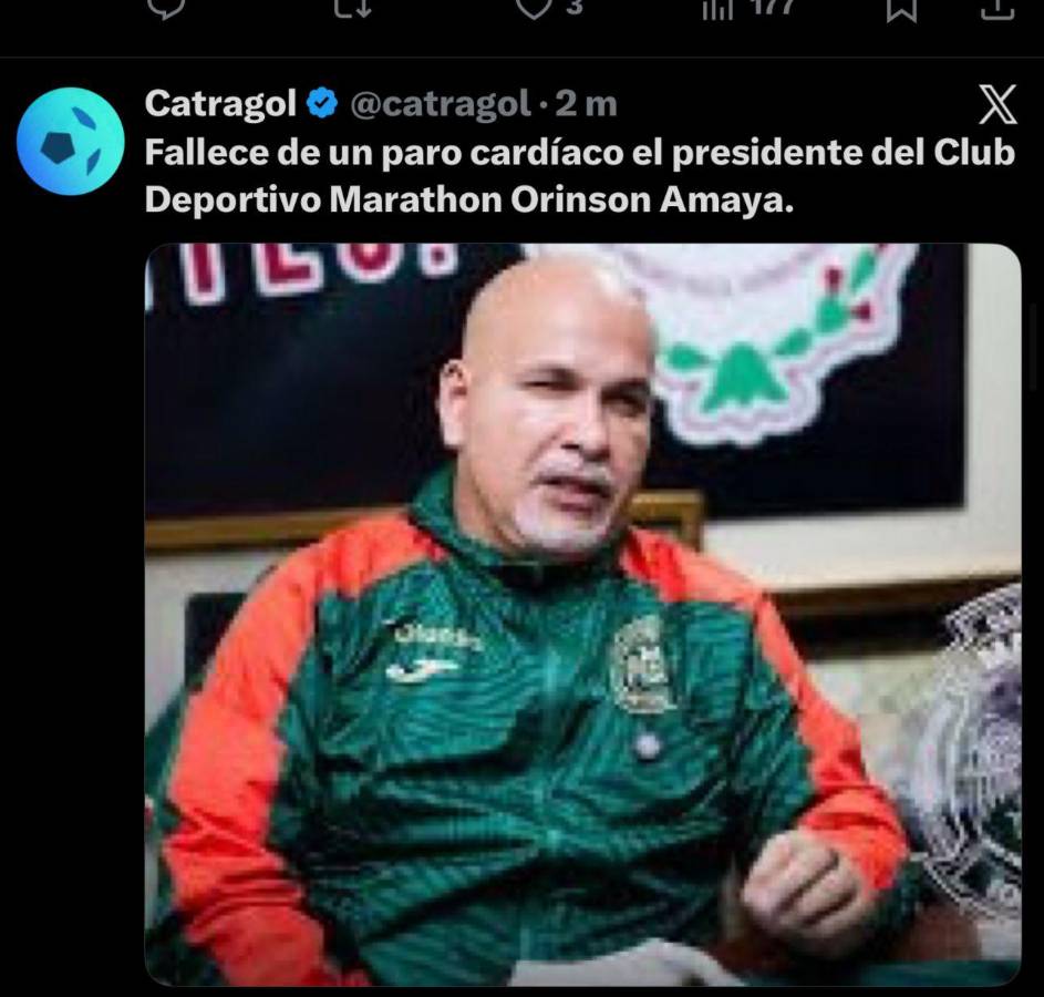 Rely Maradiaga hace promesa: así reacciona la prensa al fallecimiento del presidente de Marathón, Orinson Amaya: Eterno