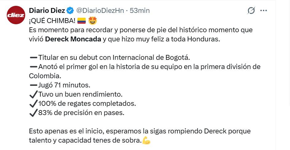 Muchacho de oro, Merecida ovación y Empezó a hacer historia: Prensa y afición se rinden ante Dereck Moncada y su debut con gol en Colombia