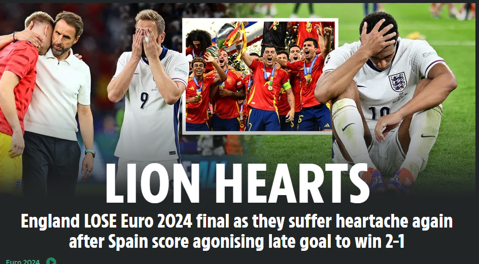 Lo que dice la prensa de Inglaterra tras perder otra final de la Eurocopa: “60 años de dolor; España nos rompe el corazón”