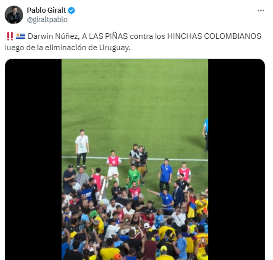 Darwin Núñez se peleó con la afición de Colombia y así reacciona la prensa: “Lo que hizo fue defender a su familia”