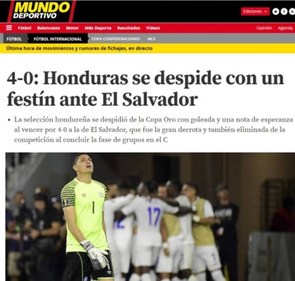 ¡Paliza! La prensa internacional y sus titulares tras la goleada de Honduras a El Salvador  