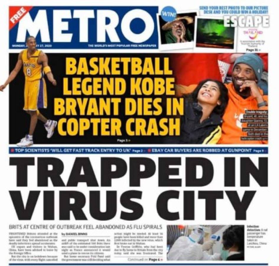 Tristes portadas: El deporte llora la muerte de Kobe Bryant, leyenda de la NBA