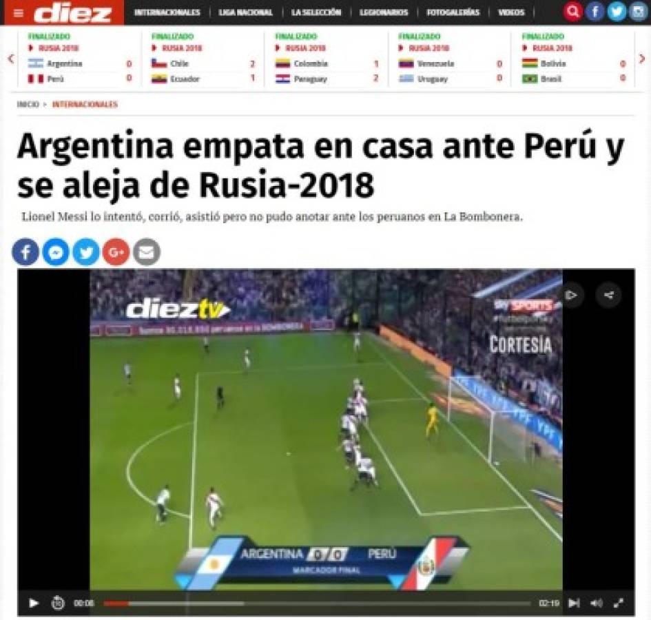 IMPERDIBLES: Las duras portadas a la Selección Argentina tras el empate ante Perú