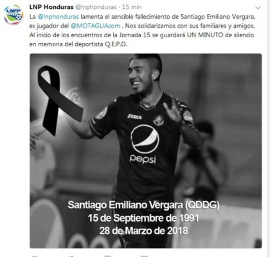Fútbol hondureño se solidariza en redes tras fallecimiento de Santiago Vergara