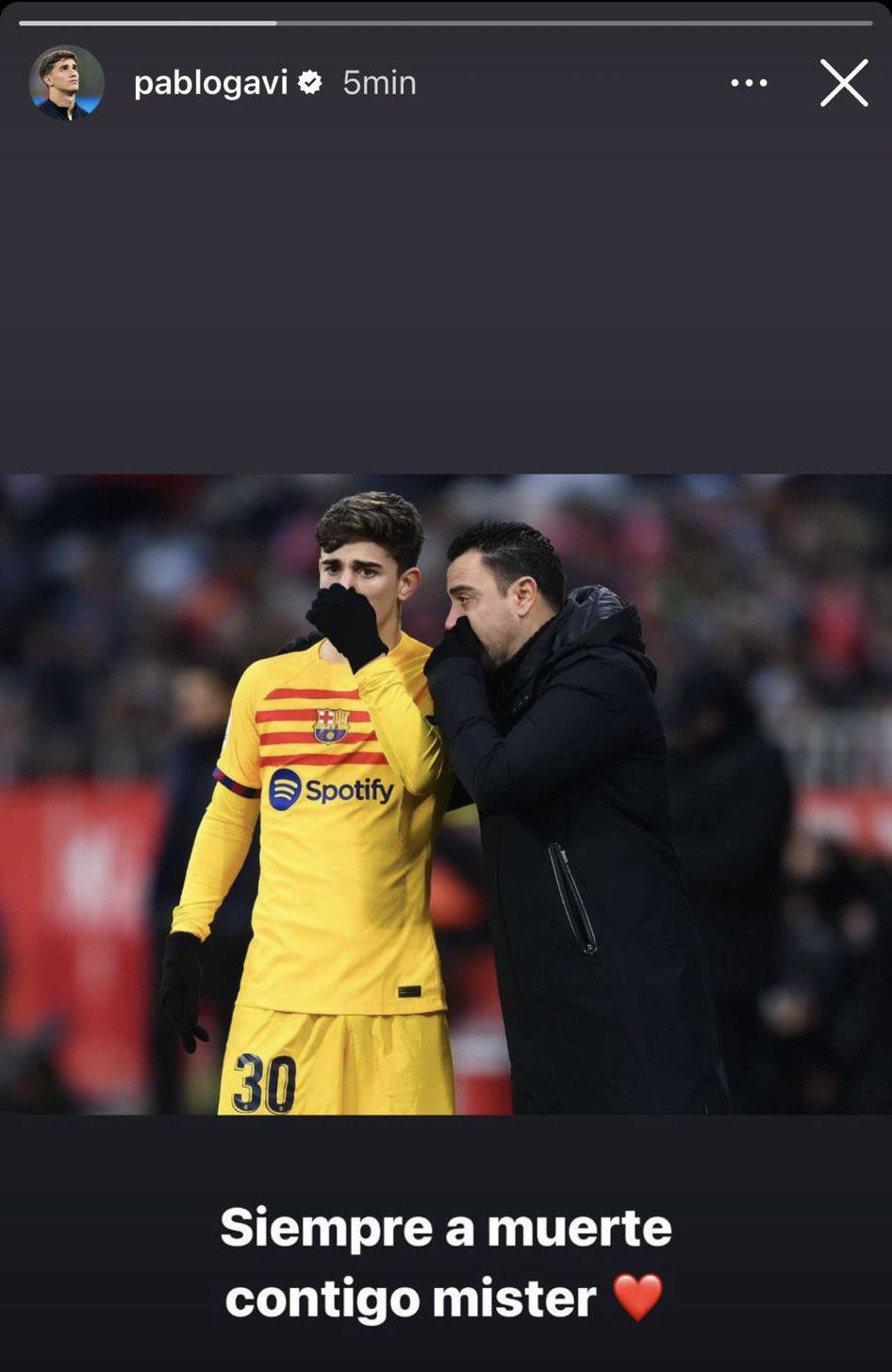 Gavi ha sido el primer jugador del Barcelona en pronunciarse tras el anuncio de Xavi.