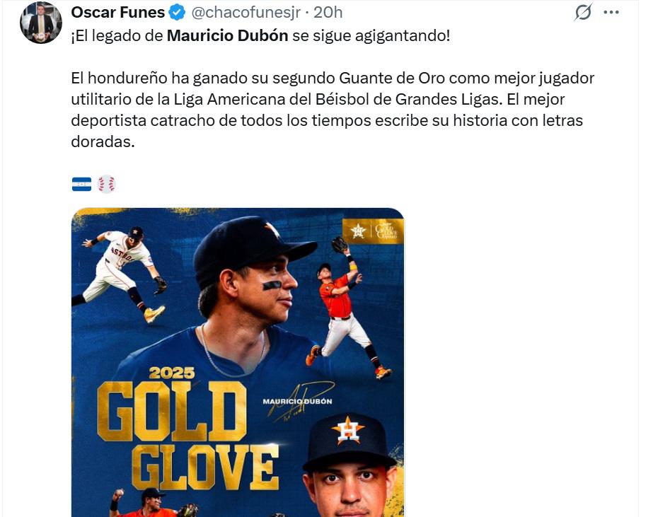 Tiene una habilidad excepcional y historia para Centroamérica, periodistas y aficionados exaltan a Mauricio Dubón por su Guante de Oro 2025
