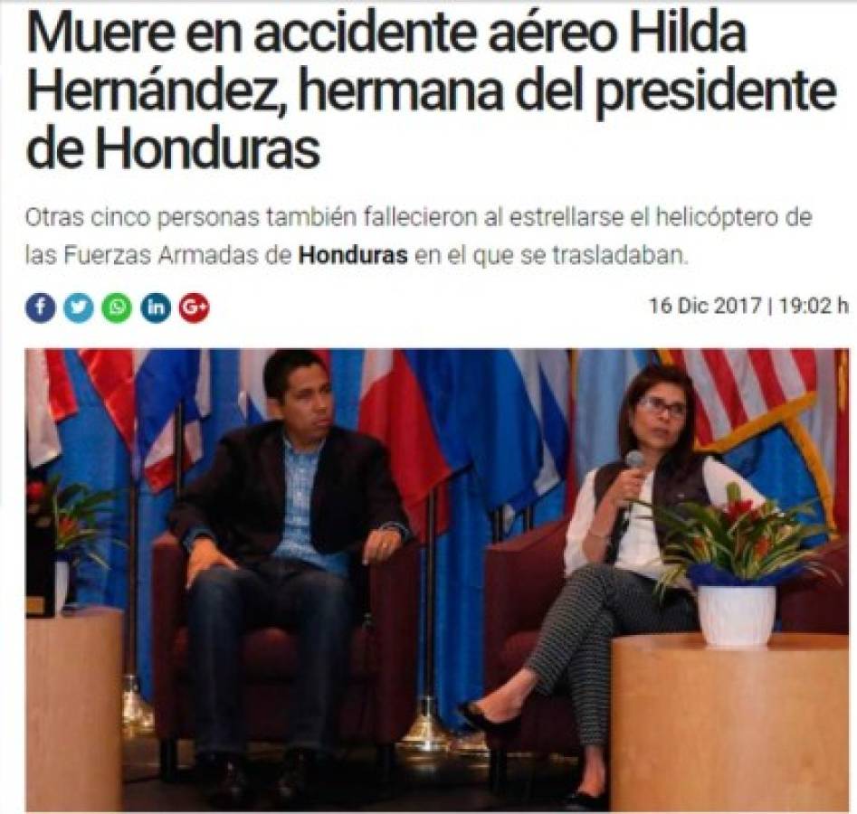 La prensa internacional reacciona impactada por la muerte de Hilda Hernández