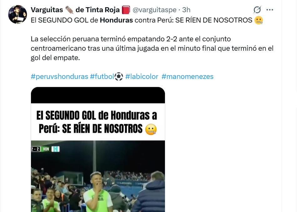 Se ríen de nosotros y Me gustó la presentación de Francisco Molina: Opiniones en redes tras empate de Honduras y Perú