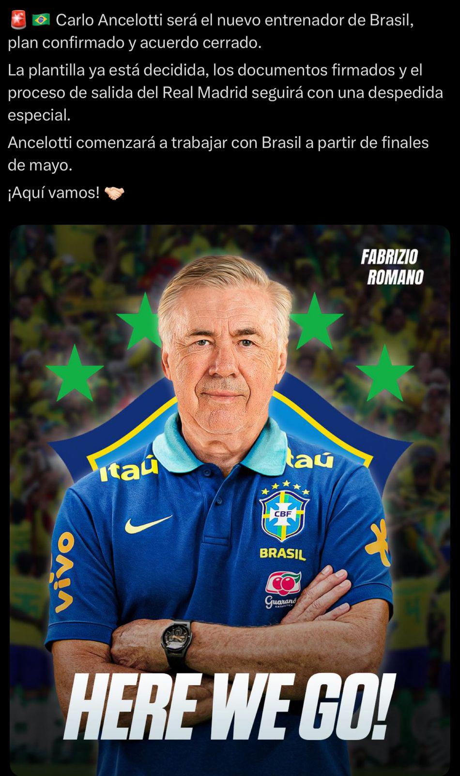 Tiemblan en Argentina, Nombramiento histórico: así reacciona la prensa tras el fichaje de Ancelotti a Brasil