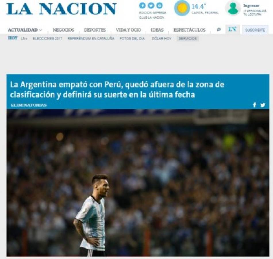 IMPERDIBLES: Las duras portadas a la Selección Argentina tras el empate ante Perú