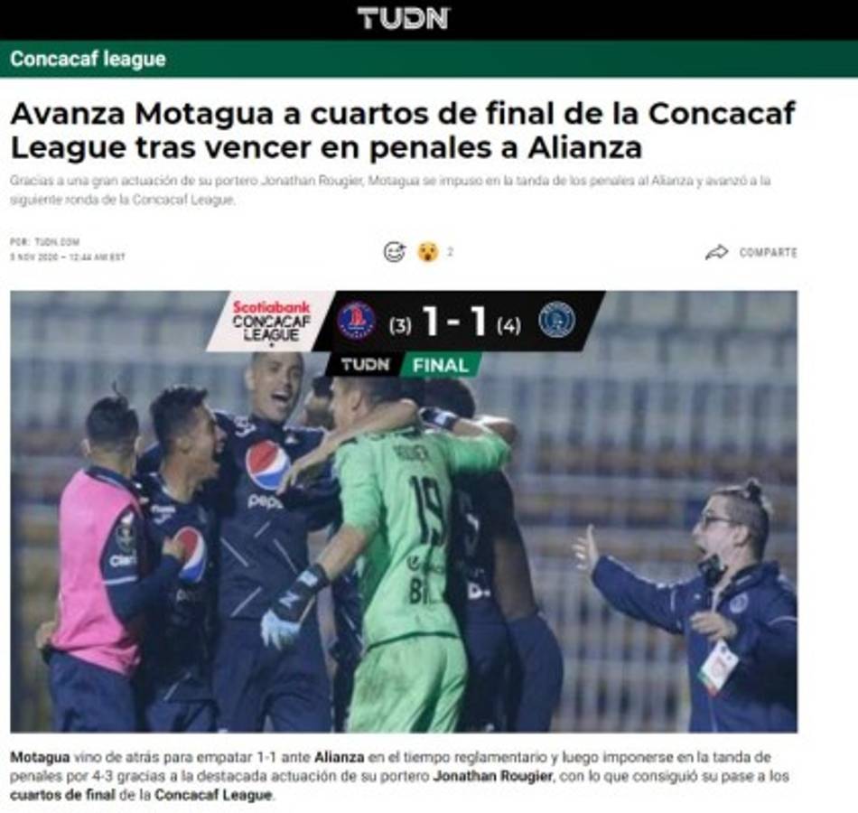 'Castellanos y los penales lo dejaron desolado': La prensa internacional sobre el pase de Motagua en Liga Concacaf