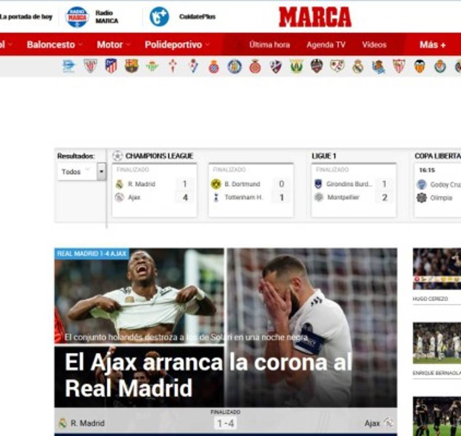 La prensa se hace sentir sobre fracaso del Real Madrid: 'Papelón', 'Luto' y 'Fracaso'