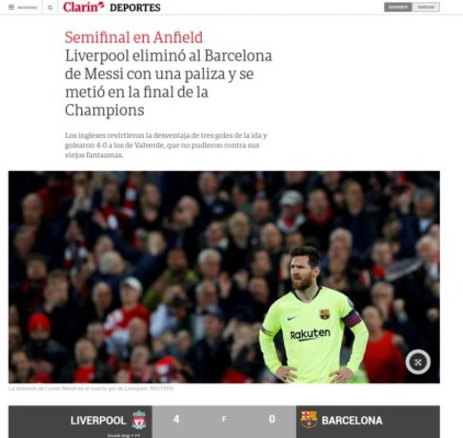 ¡Ridículo y tragedia! Así tilda la prensa mundial la eliminación del Barcelona ante Liverpool