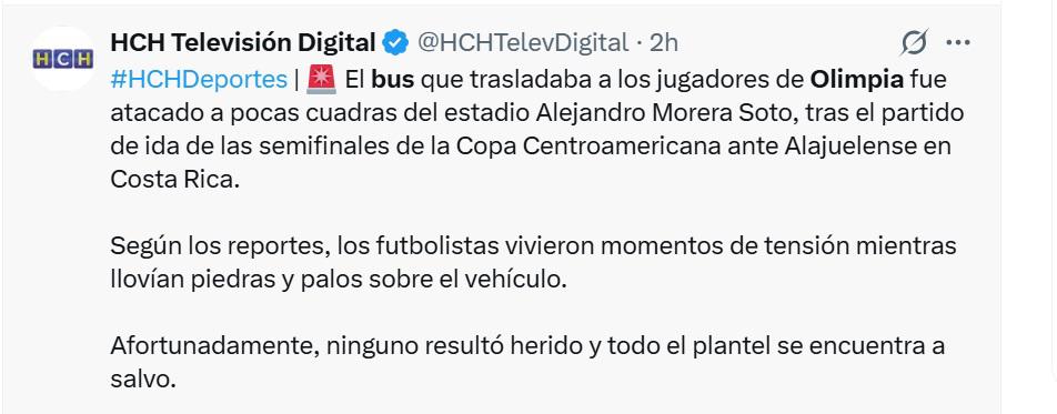 Vergüenza de ataque,  descalificación y Concacaf se hará de la vista gorda: prensa de Honduras condena agresión contra Olimpia en Costa Rica
