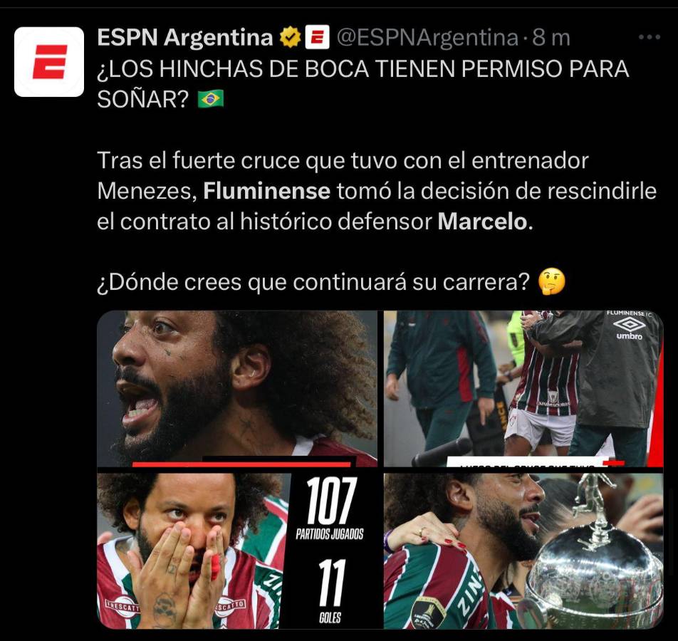 “Demasiada leyenda para un club tan chico” y “falta de respeto”: critican a Fluminense por echar a Marcelo