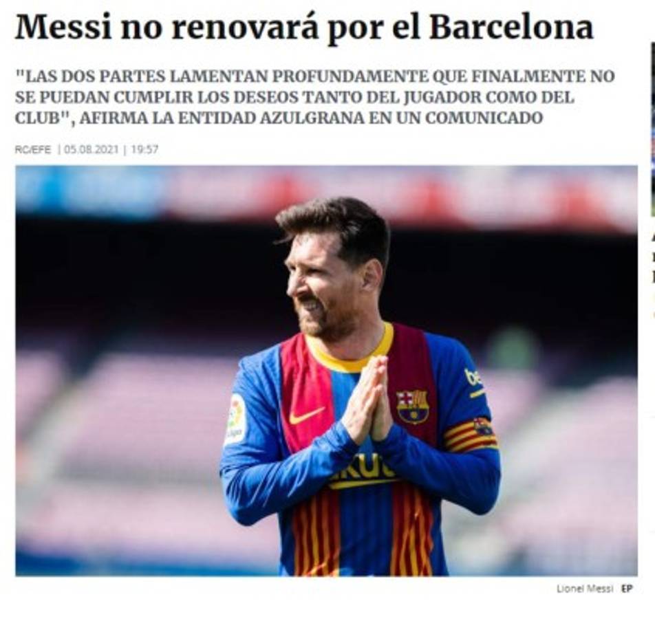 ¡Estalló un verdadero bombazo! Reacción de la prensa mundial ante la marcha de Messi del Barcelona