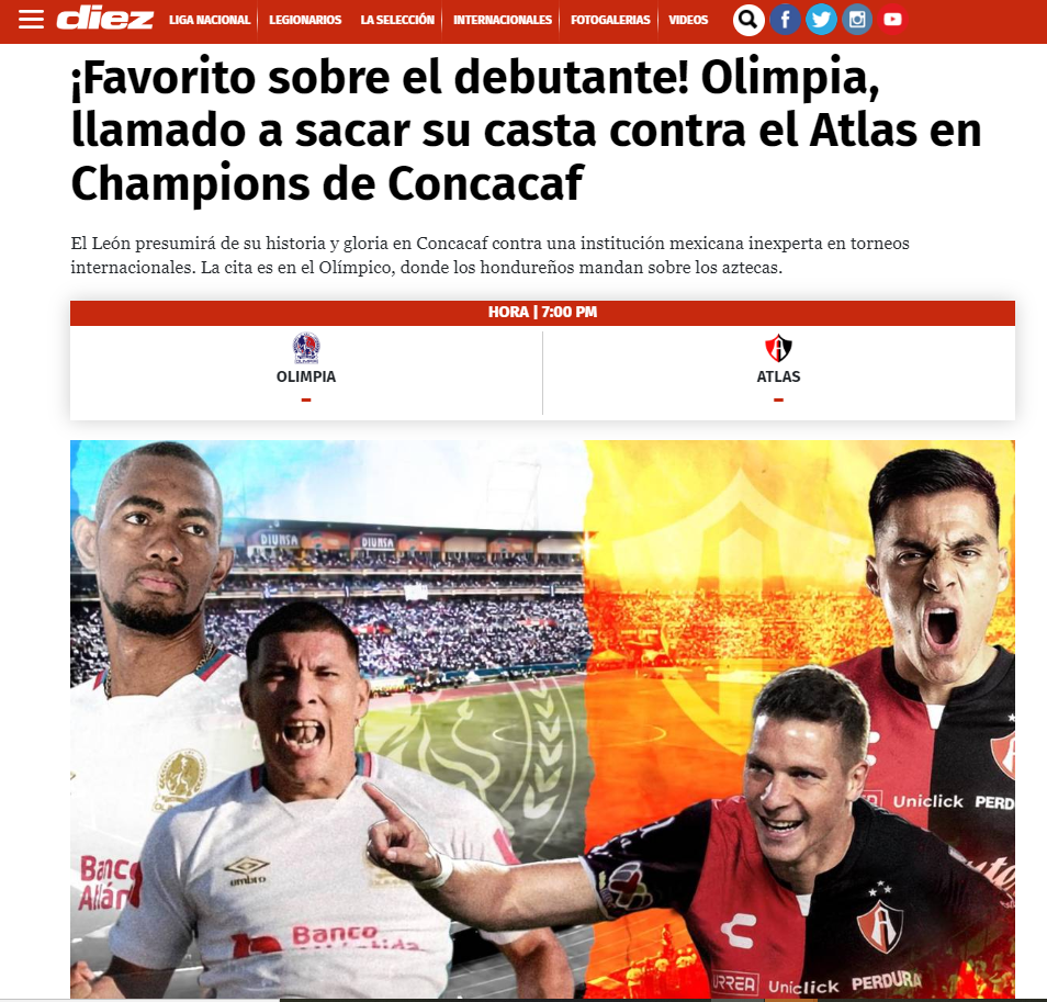 ¡Revelan su cábala! Lo que dice la prensa mexicana y hondureña sobre el Olimpia vs Atlas: “Es el que menos posibilidades tiene...”