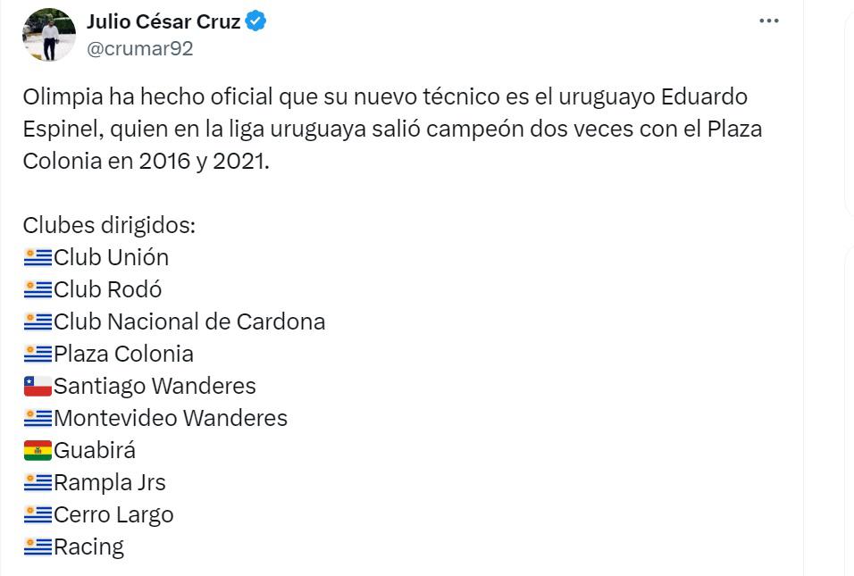 “Tiembla Motagua, Troglio le dejó la vara alta y no es perfil bomba”: prensa hondureña e internacional sobre el nombramiento de Eduardo Espinel como DT de Olimpia