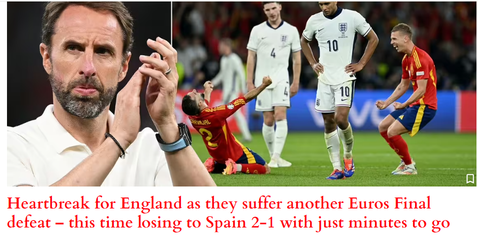 Lo que dice la prensa de Inglaterra tras perder otra final de la Eurocopa: “60 años de dolor; España nos rompe el corazón”