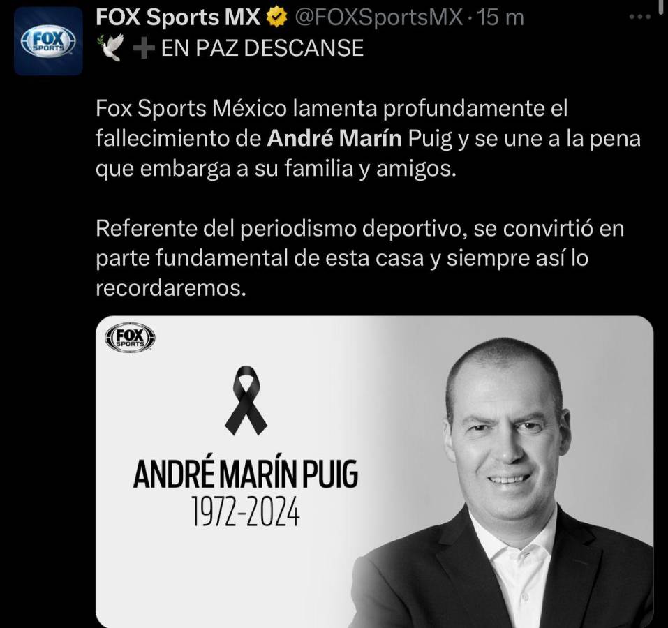“Querido amigo...”: el último post de André Marín, mensaje de Faitelson y la despedida de los equipos mexicanos