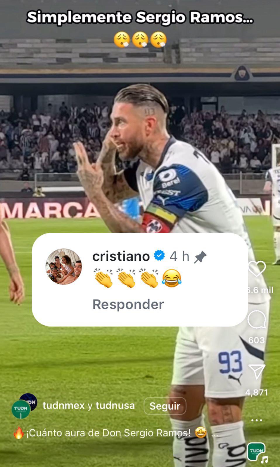 La reacción de Cristiano Ronaldo en TUDN tras el gol de Sergio Ramos en México.