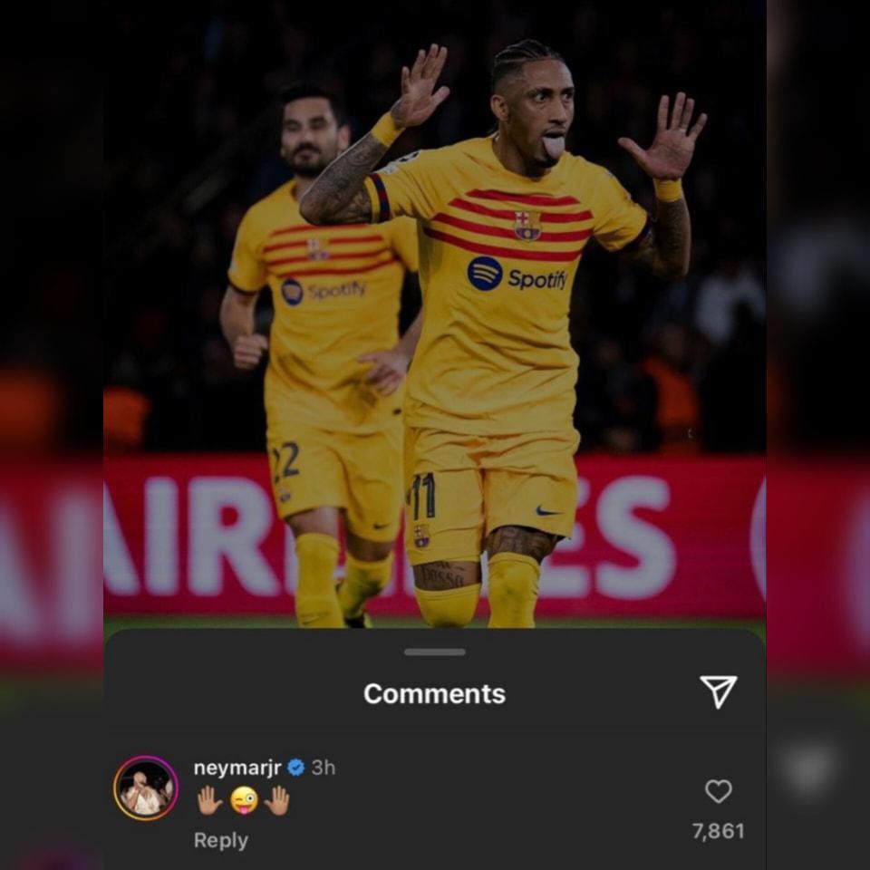 Neymar reaccionó así a la victoria del Barcelona sobre PSG en la Champions League.