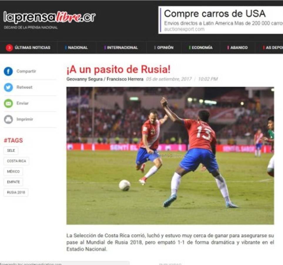 Así reaccionan los medios de Panamá y Costa Rica luego juego ante Trinidad y México