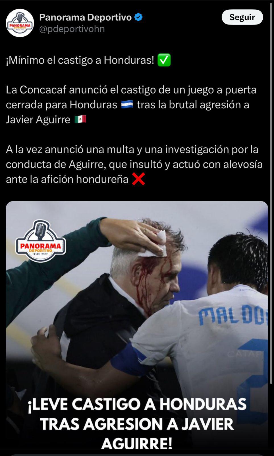 “Salió barato”: la reacción de la prensa hondureña y mexicana al castigo que recibió la ‘H’ tras lo acontecido con Javier Aguirre