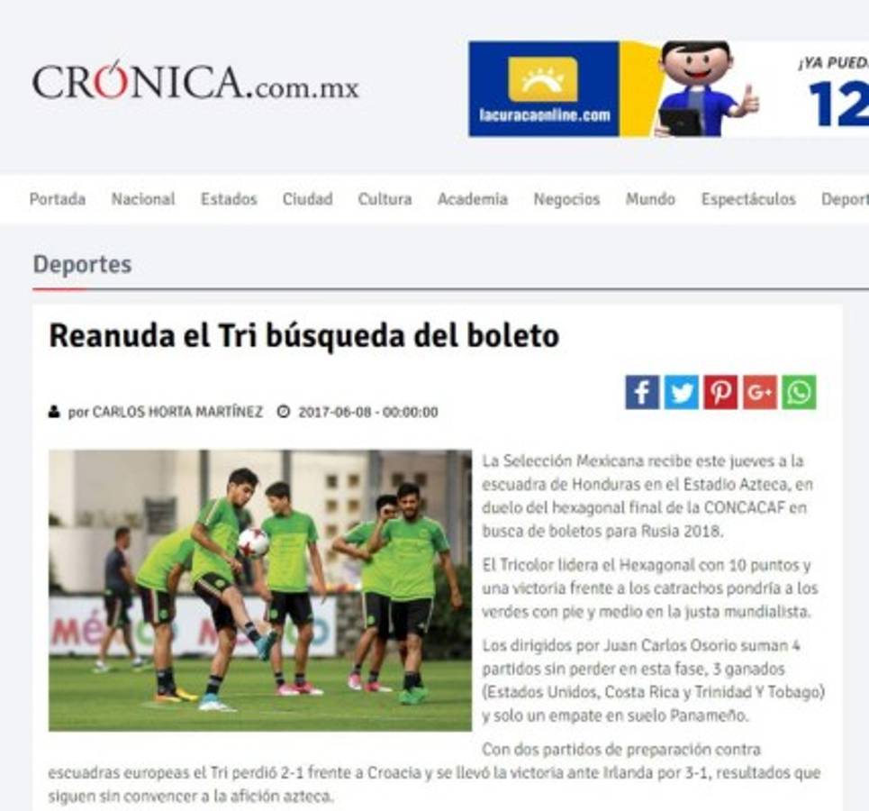 Lo que amaneció diciendo la prensa mexicana sobre partido ante Honduras