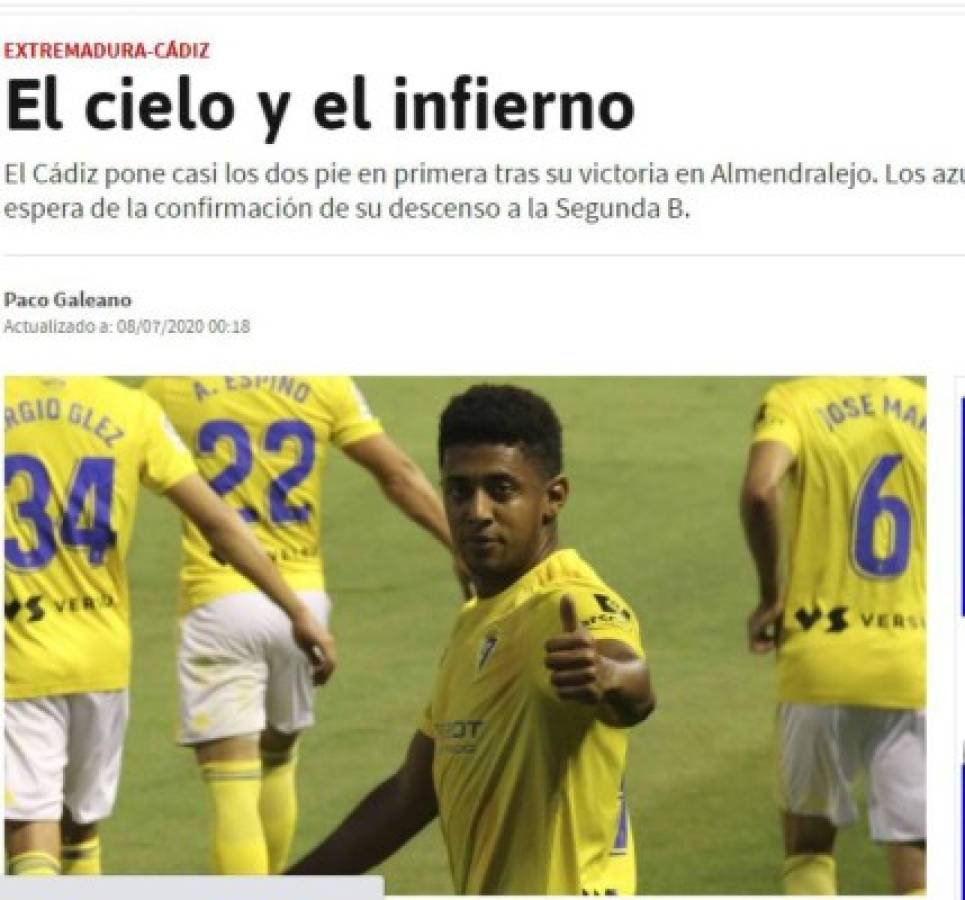 La prensa española se rinde al Choco Lozano tras su gol: 'Está dulce, acerca al Cádiz a Primera'