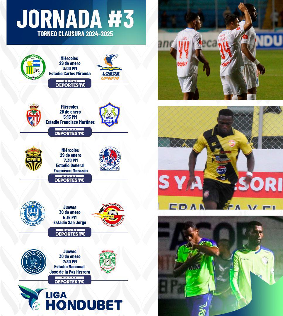 Así se disputará la tercera fecha de la Liga Nacional de Honduras.
