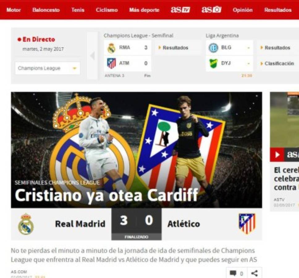 Lo que dice la prensa internacional sobre el gane del Real Madrid: 'Atleti, yo soy tu padre'
