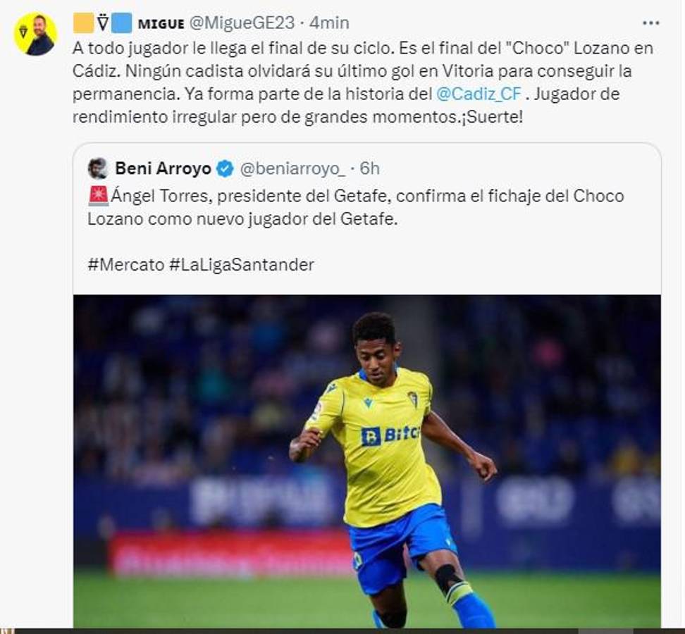 Lo que dice la prensa de España sobre el fichaje del Choco Lozano por el Getafe: “Jugador de rendimiento irregular, pero...”